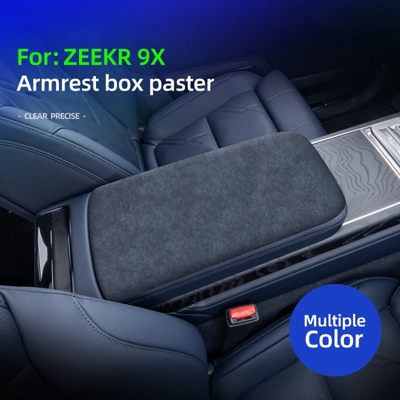 For ZEEKR 9X 2025 2026 Italian Suede Overlay on the Armrest Box Panel Cover Protection Anti Scratch Sticker Interior Accessories