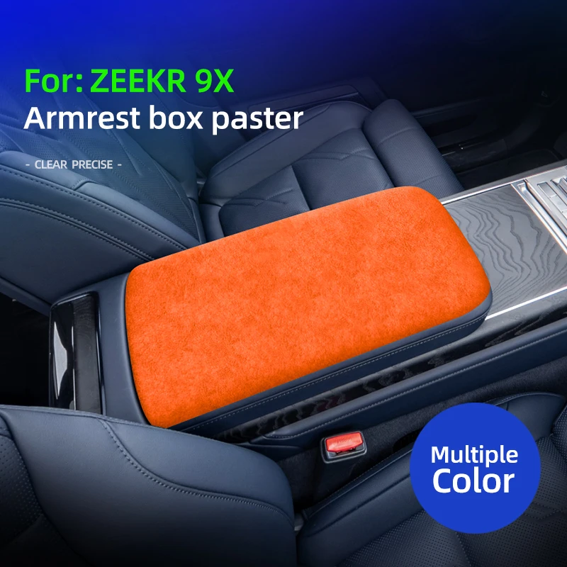 For ZEEKR 9X 2025 2026 Italian Suede Overlay on the Armrest Box Panel Cover Protection Anti Scratch Sticker Interior Accessories