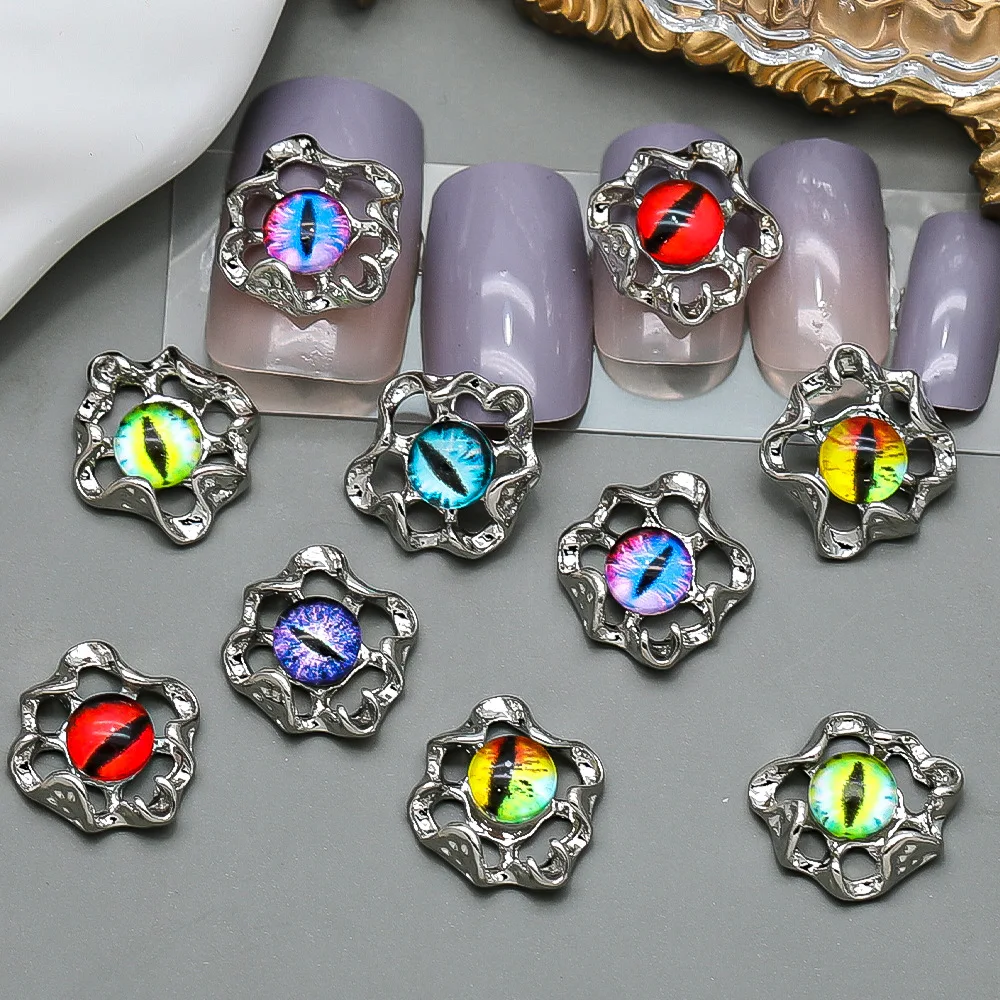 10PCS 3D Alloy Evil Eyes Nail Art Charms Pupils Accessory Parts For Manicure Decor Nails Decoration Design Supplies Material