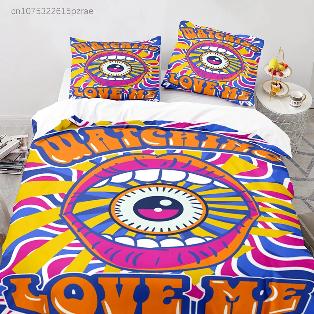 Retro Abstract King Queen Duvet Cover Colorful Vintage Style Bedding Set For Teens Adult Modern Art Polyester Quilt Cover