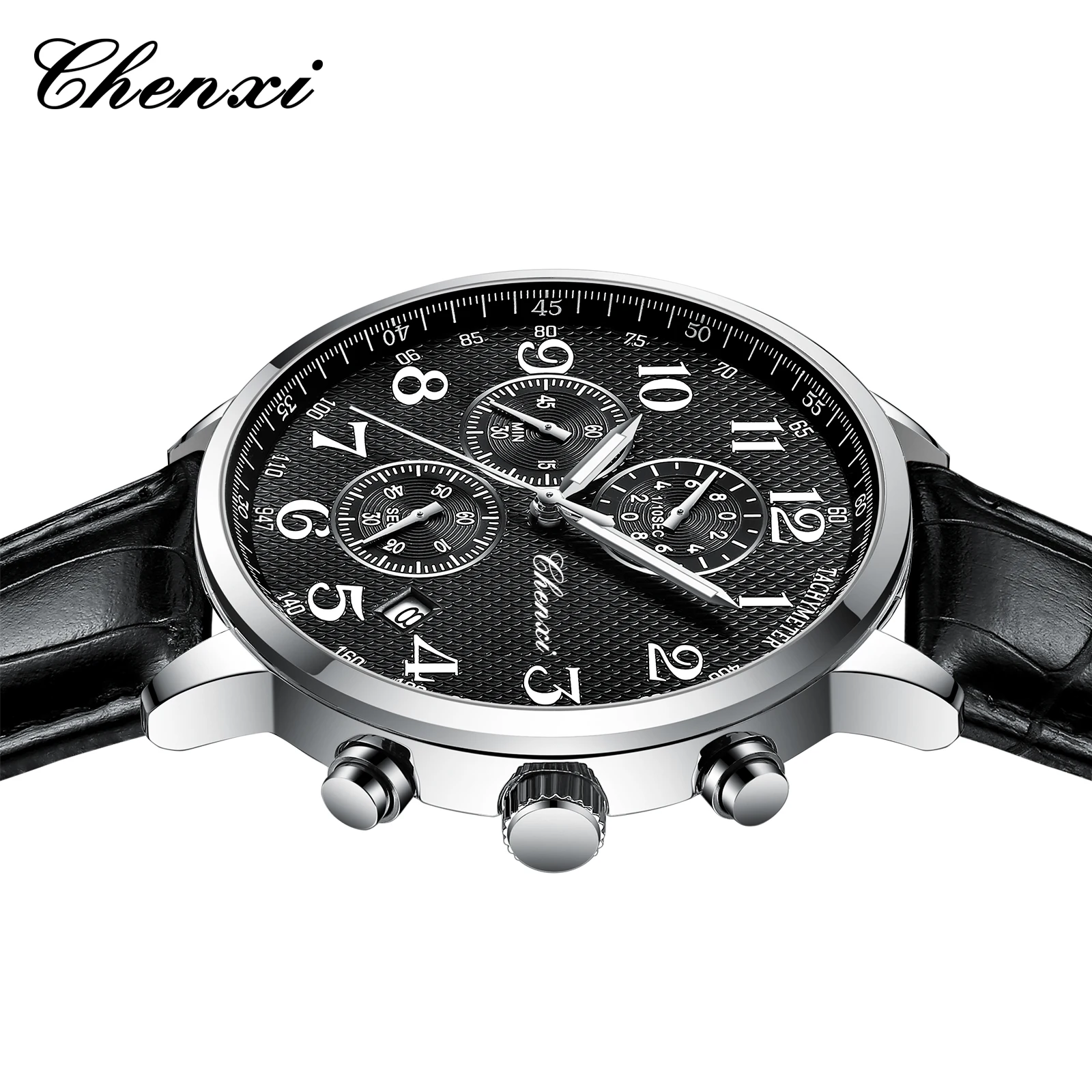 Premium Casual Brand Multi-Function Men's Watch Water-Resistant Luminous Date Chronograph Leather Strap Quartz Men's Wristwatch
