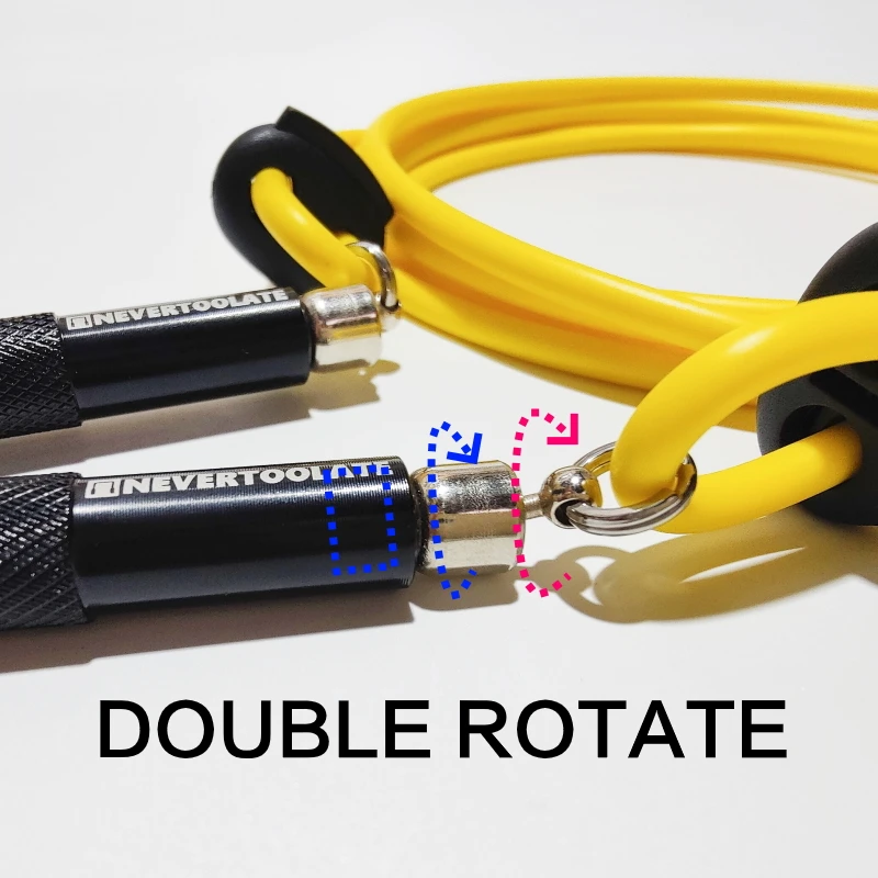 NEVERTOOLATE 360 free rotate ball bearing metal handle 6mm 11ft  80a ROPE skip skipping jump rope no tangle fitness