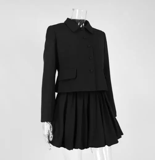 Two Piece Set Women Outfit 2025 Spring Autumn New Temperament Commuting Long Sleeve Blazer & Casual Flower Bud Mini Skirt Set