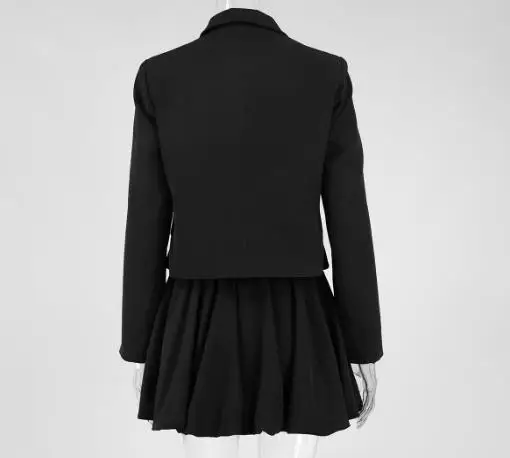 Two Piece Set Women Outfit 2025 Spring Autumn New Temperament Commuting Long Sleeve Blazer & Casual Flower Bud Mini Skirt Set