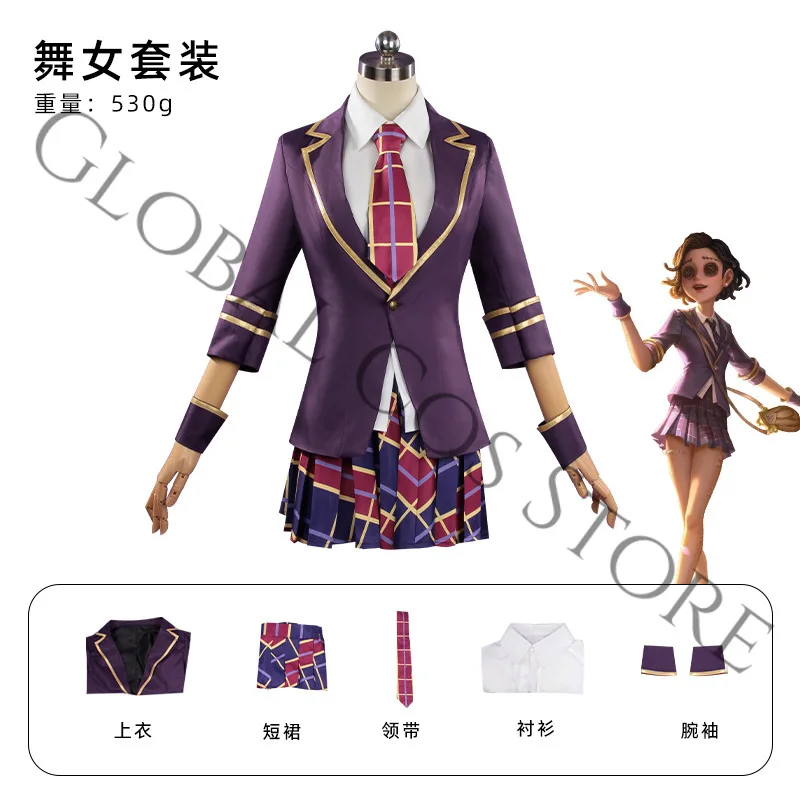 Game Identity Ⅴ Margaretha Zelle Cosplay Academy School Uniform Costume Purple Blazer Dress Shirt Wig Set for Halloween Roleplay