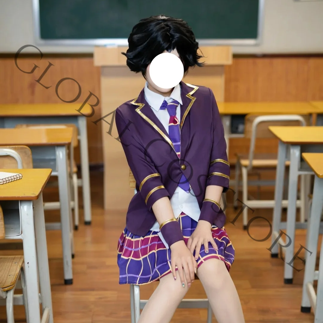 Game Identity Ⅴ Margaretha Zelle Cosplay Academy School Uniform Costume Purple Blazer Dress Shirt Wig Set for Halloween Roleplay