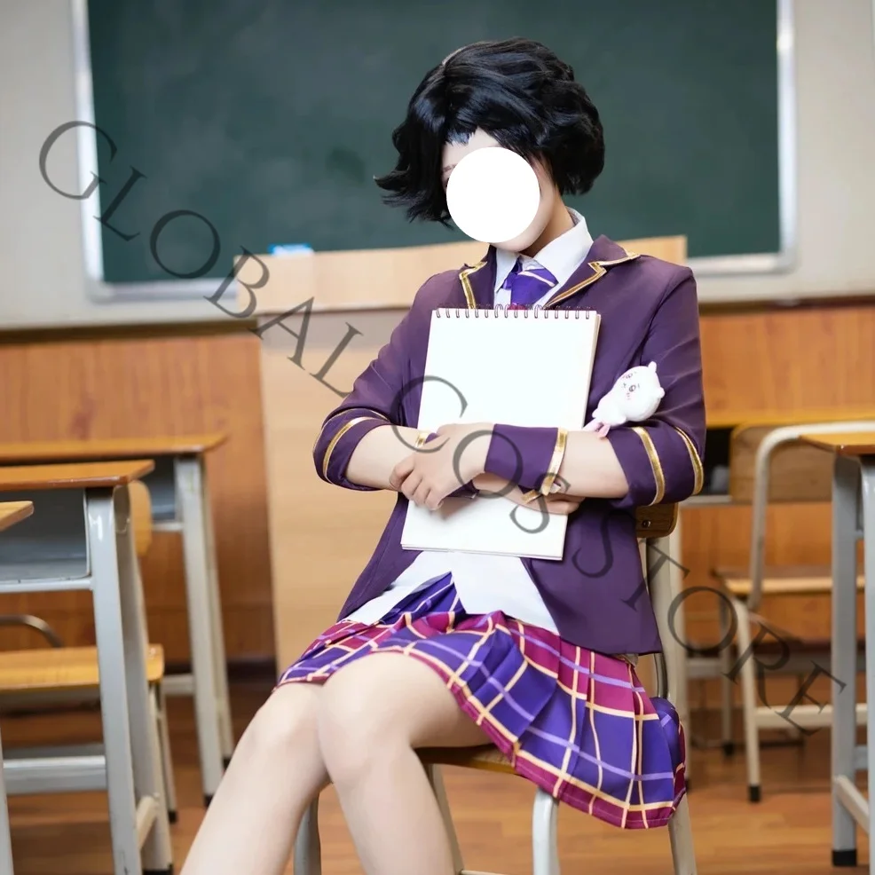 Game Identity Ⅴ Margaretha Zelle Cosplay Academy School Uniform Costume Purple Blazer Dress Shirt Wig Set for Halloween Roleplay