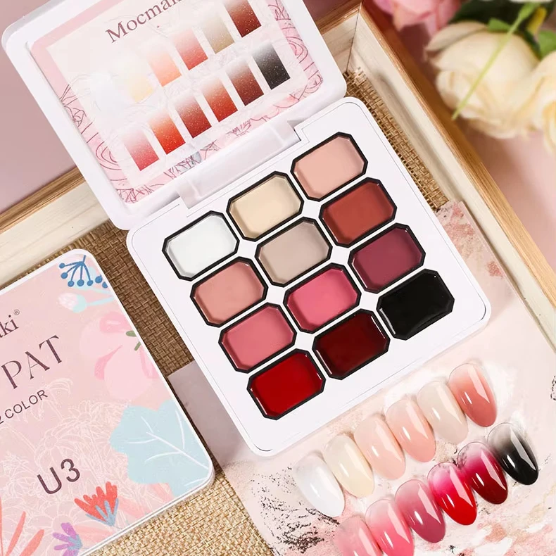 Mocmaki 12 Color Gel Polish Palette New UV Ombre Patting Gel Gradient Big Palete for Pat Painting