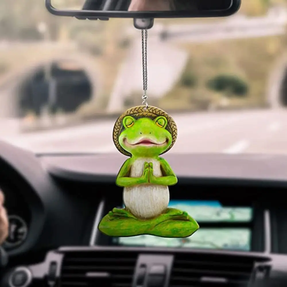 Funny 2D Green Frog Pendant Small Cute Frog Car Pendant Handicrafts Acrylic Flat Ornaments Desktop