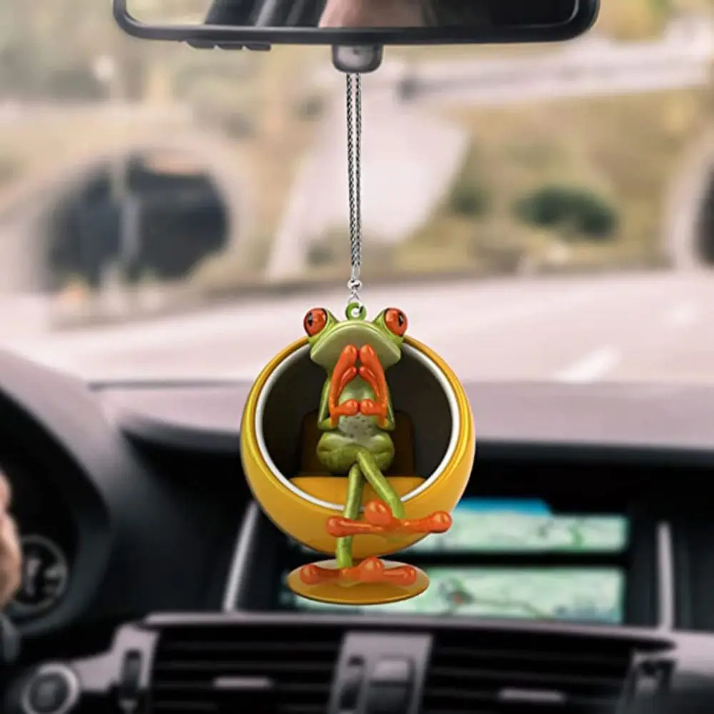 Funny 2D Green Frog Pendant Small Cute Frog Car Pendant Handicrafts Acrylic Flat Ornaments Desktop