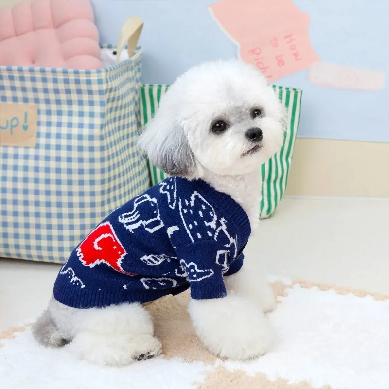 Winter Hand Knitting  Crochet Pattern Easy Sweater Cardigans Clothes Cat Outfits Coat Warm Pet Clothes for Small Dog