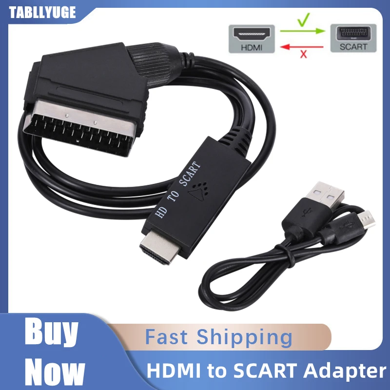 HD 1080P HDMI-compatible Input To Scart Video Output Audio Converter Adapter Compatible For Crt TV Vhs Video Recorder Cables