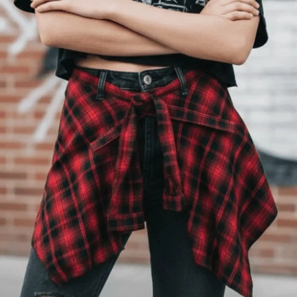Fashion Korean Style Plaid Skirt Belted High Waist Hip-hop Mini A-line Shortskirt Y2K Underskirt Waist Seal Skirt Daily
