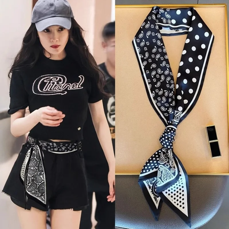 Women's Silk Scarves Waist Belts Long Strips Small Ribbons Fashion Accessory to Pair Skirts Jeans Exuding Luxury