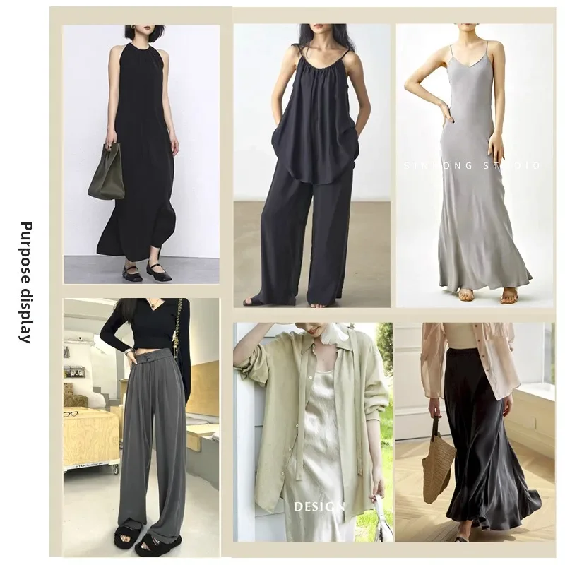 Thin Copper Ammonia Silk Lyocell Fabric Dress Shirt Pants Set Suspender Skirt Plant Fiber Moisture Absorption Breathability