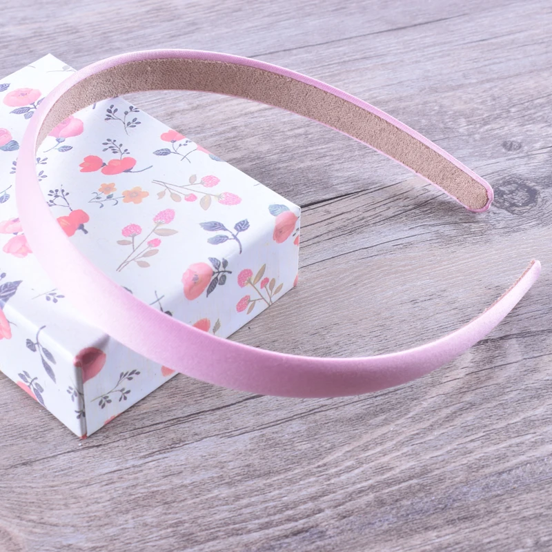 1PC Solid Satin Covered Headbands For Kids Girls 15MM Wide Candy Colors Hair Ribbon Bands Women Headwraps Hoops Hair Accessories