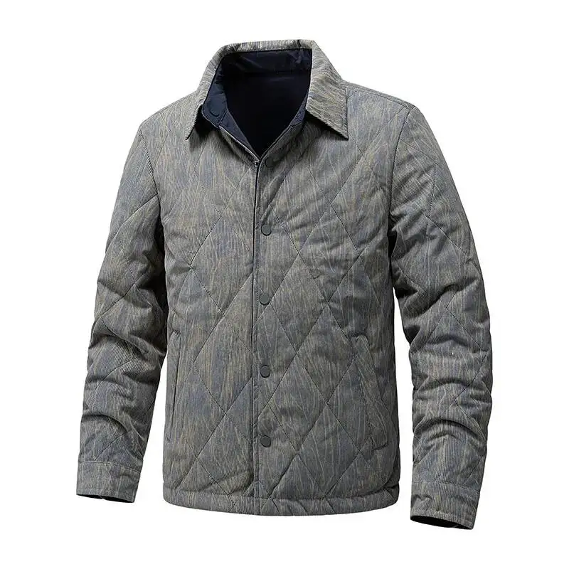 Men's Large-Sized Retro Jacket Double-Sided Tie-Dye Casual Lapel Warm Trendy Autumn Winter Clothing
