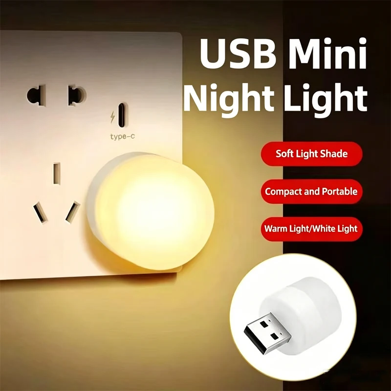 Mini USB light led eye protection night light bedside lamp room dormitory computer power bank car USB light  Ambience Round Lamp