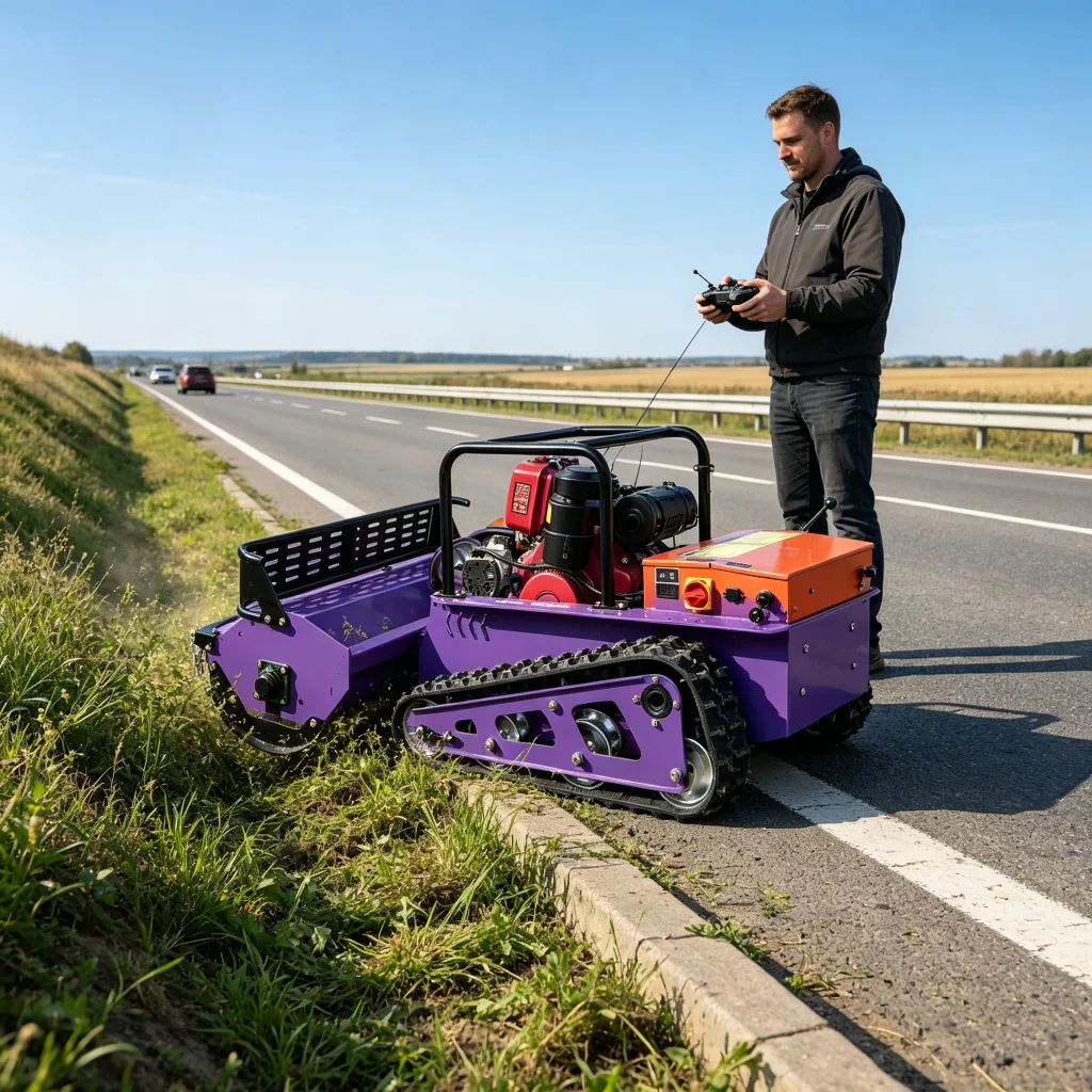 Remote Operated Crawler Grass Mower Customized Configuration Good Slope Performance Lawn Cutting Machine Hills And Orchard Work