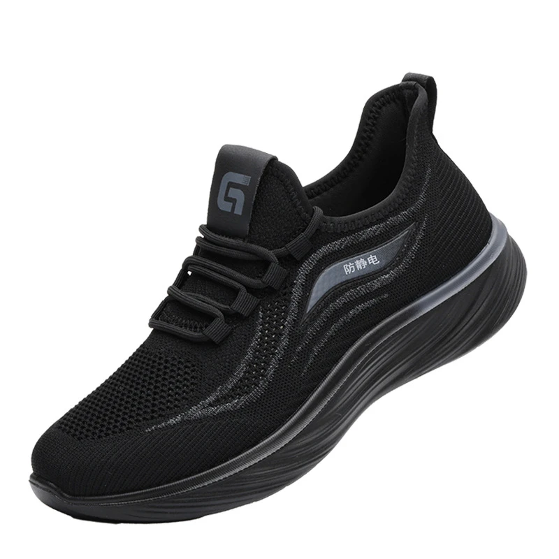 Men's Summer Anti‑Static Safety Work Shoes Flying Woven Breathable Dust‑Free Protective Footwear for Gas Station Electronics Fac