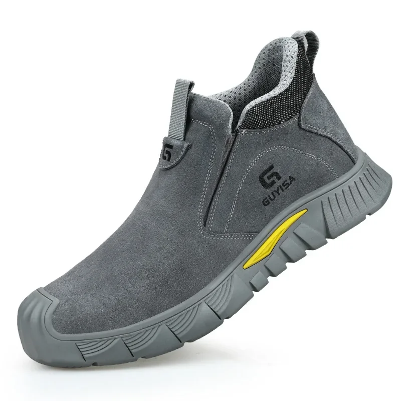 Men Women Steel Toe Welding Safety Boots Suede Anti Scald Anti Smash Anti Puncture Slip on Industrial Work Footwear Drop Shippin
