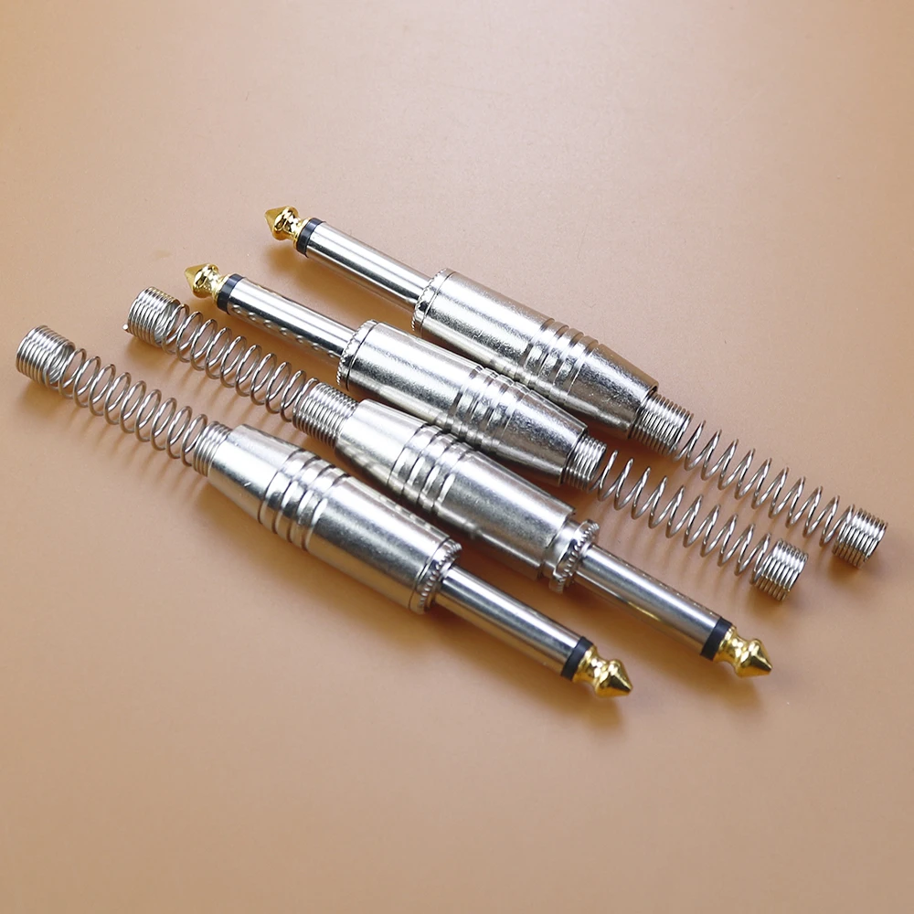 1/2/5pcs 6.35mm / 6.5mm 2Pole Mono Amplifier Plug 6.35 / 6.5 Metal Microphone Jack Plug-in Audio Connector for KTV