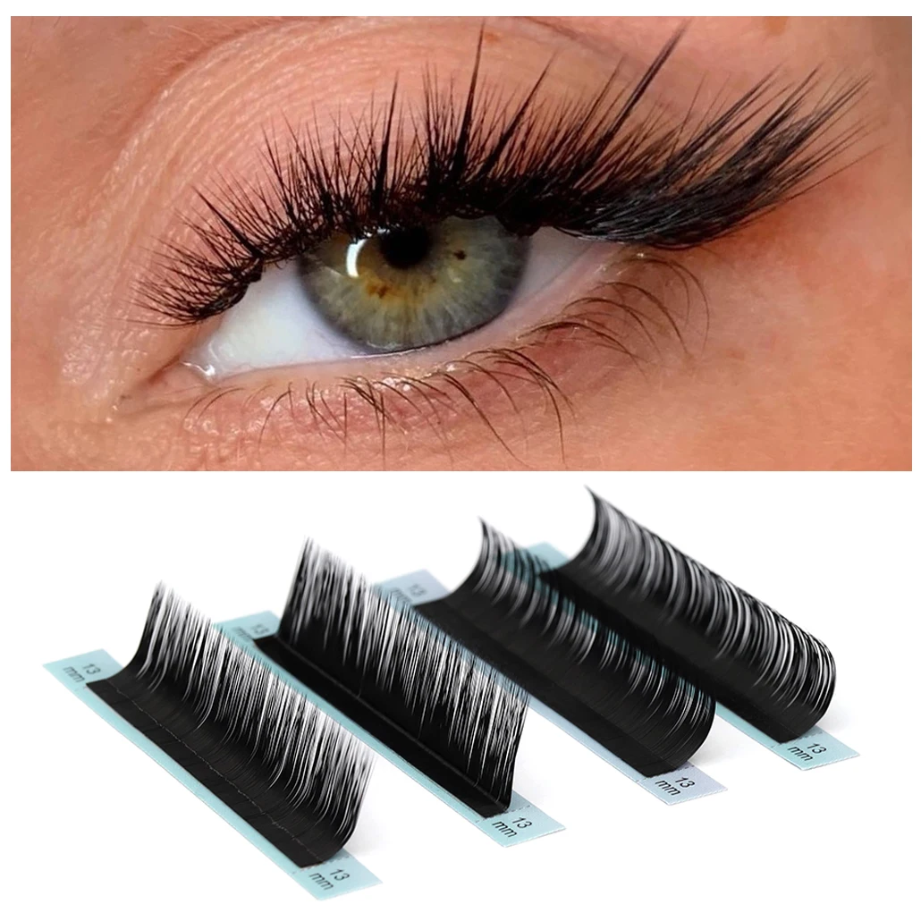 L/L+/LC/LD/LU/M Curl Volume Lash Extensions Individual Eyelashes Dark Matte Black Faux Mink Mixed Lashes Tray Makeup Eyelash