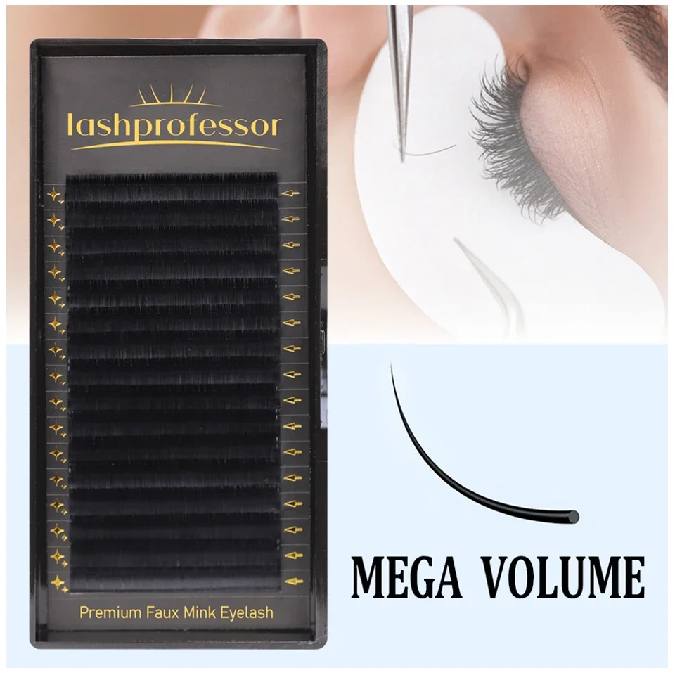 Lashprofessor 16Rows Soft Natural Volume Cashmere Matte Black Lashes Trays Korean PBT Individual Eyelash Extension Makeup Cilia