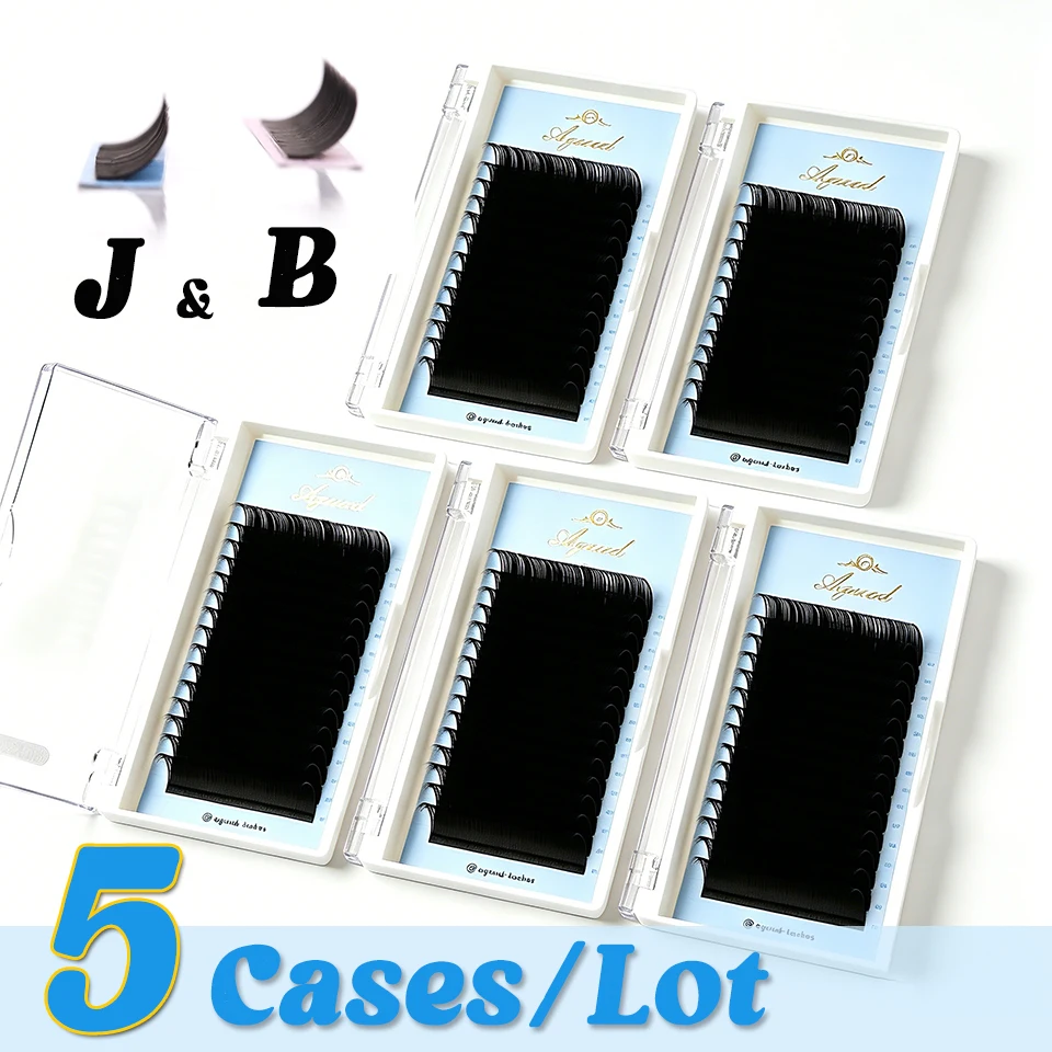 AGUUD 5 Cases Individual Eyelashes J B C D Curl Wholesale Cashmere Matte Black Eyelash Extensions Fluffy Russian Volume Cilios