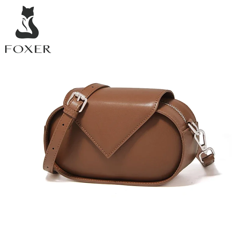 FOXER Split Leather Women's Shoulder Bag Lady Small Cellphone Retro Female Mini Crossbody Bag Purse Girl's Travel Bag