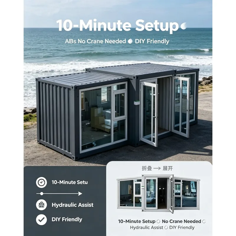 2026 Portable 5-Bedroom Prefab Home | 40ft Expandable Light Steel House | Tailor-Made Mobility Solutions