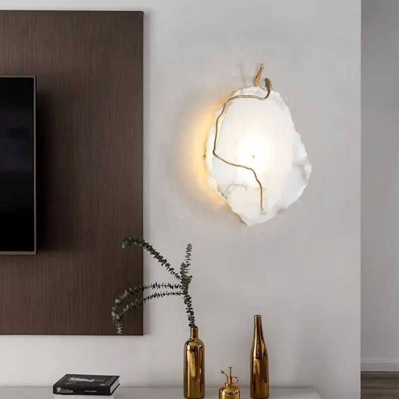 Alabaster LED Warm White Modern Dimmable Stone Wall Lamp for Home Bedroom Living Room Lighting