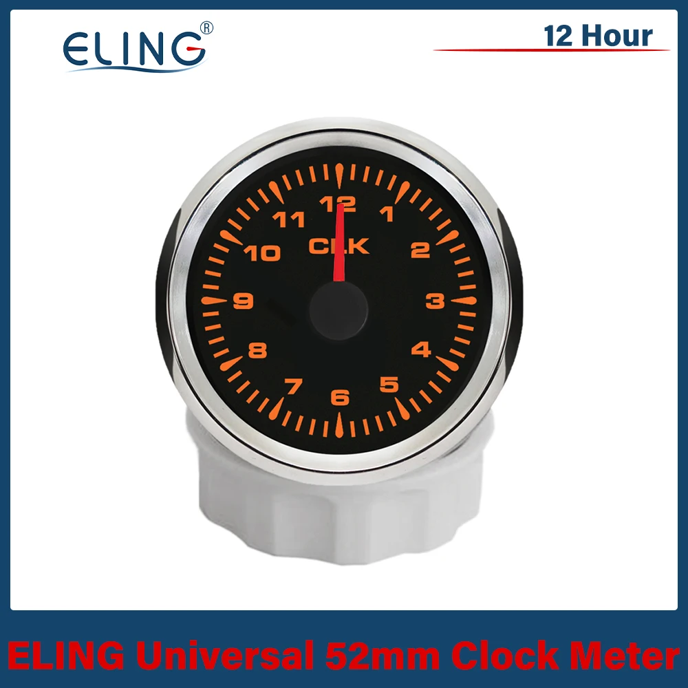 Newest Car Universal 52mm Clock Meter Gauge 12 Hour Format with 8 Colors Backlight for Yacht Boat Truck 12V 24V