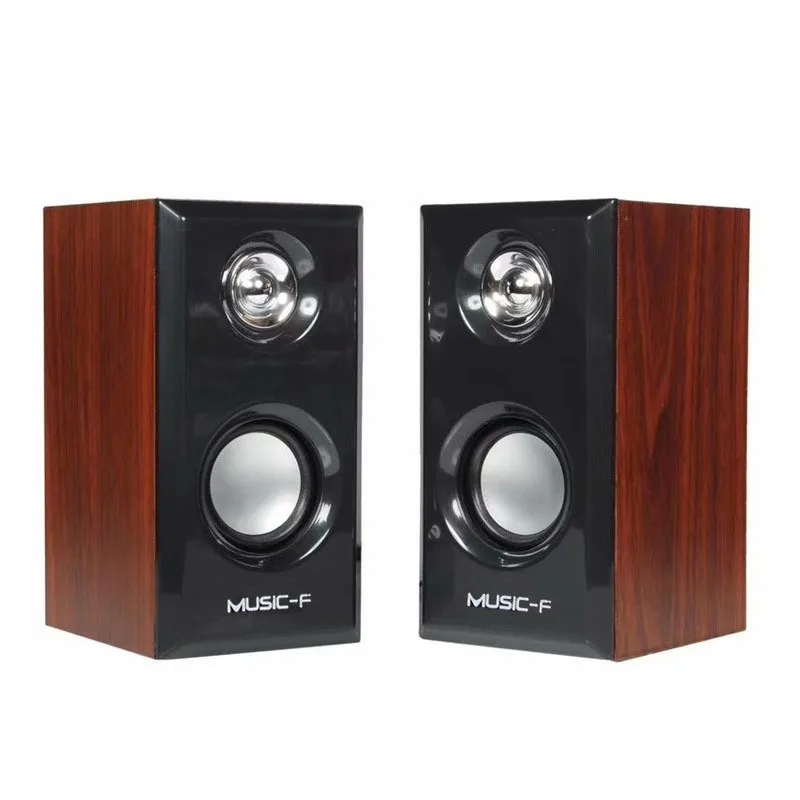 Wooden speakers USB Powered 3.5MM audio jack Surround Sound Wooden Wired Loudspeakers Computer Speakers for Laptop Smartphones