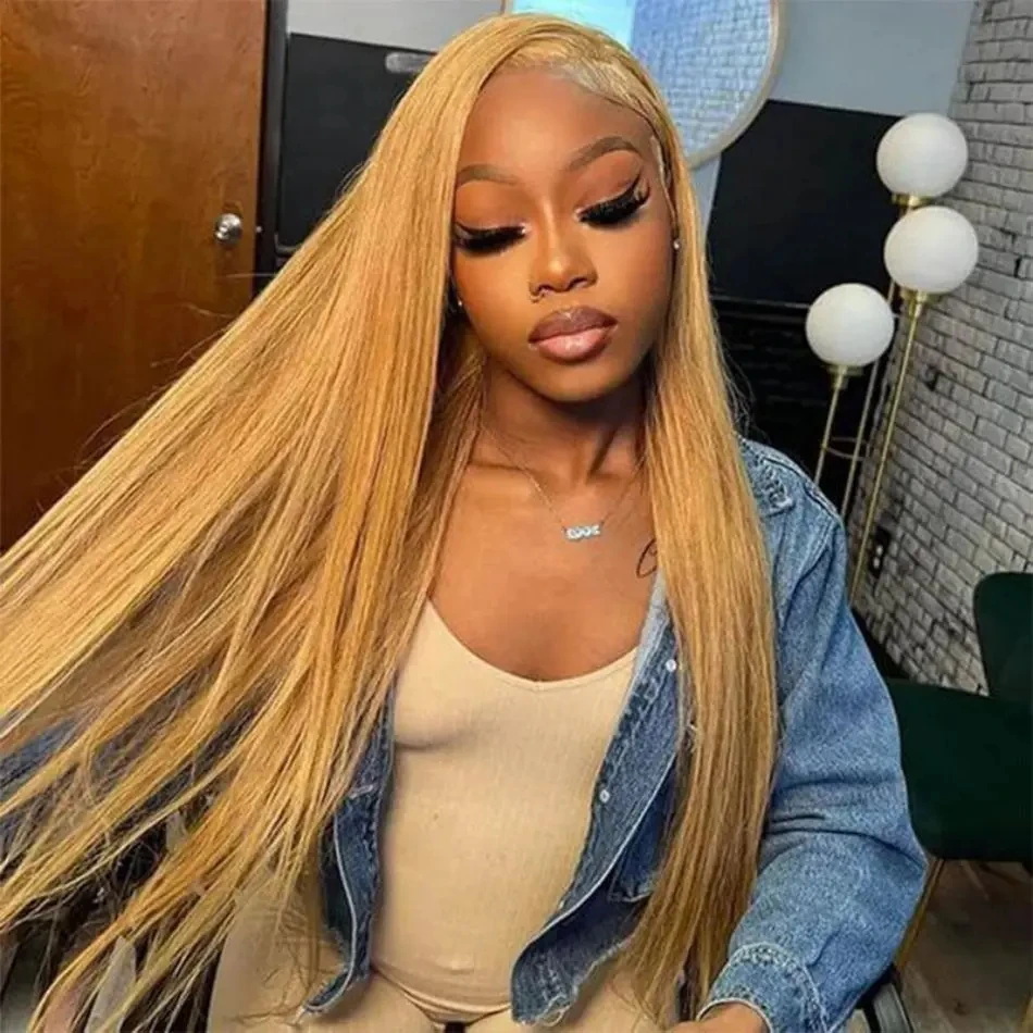 250% Density Honey Blonde 13x6 HD Lace Front Human Hair Wigs Straight #27 Colored Brazilian Glueless 13x4 Lace Frontal Wig Women