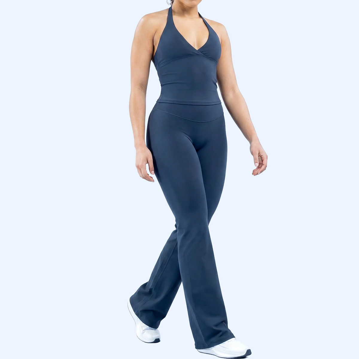 Gym Sets Women 2 Piece Seamless Yoga Set Origin Halter Top and Origin Flares Pants Fitness Suits Sport Outfit Running Sportswear