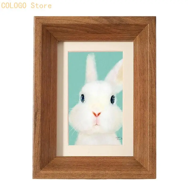 Mini Tabletop Wooden Photo Frame with Glass Cover Wallet Size Picture Frame Gift D0LD