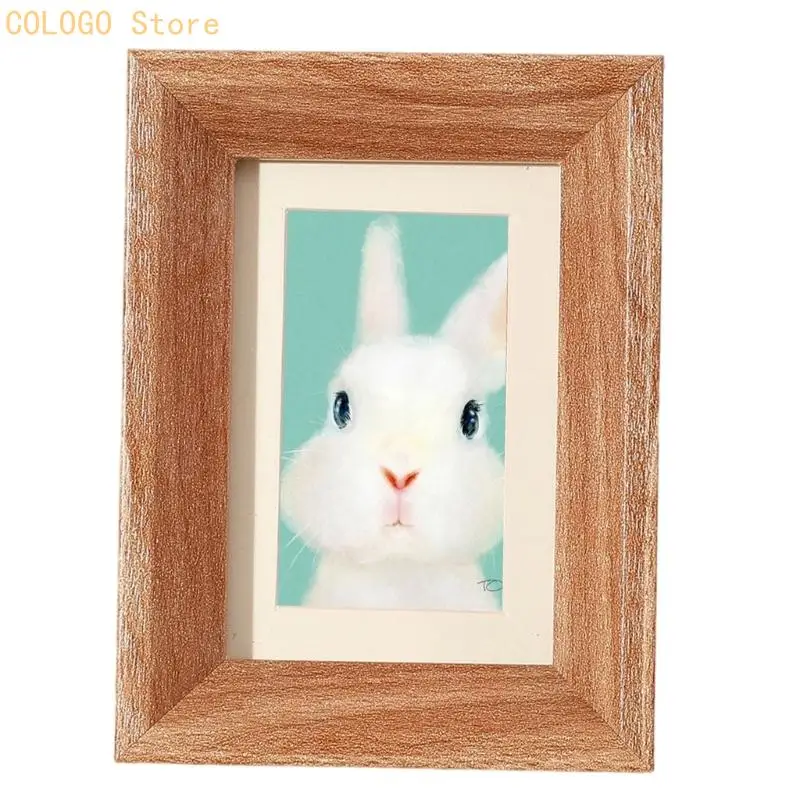 Mini Tabletop Wooden Photo Frame with Glass Cover Wallet Size Picture Frame Gift D0LD