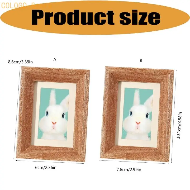 Mini Tabletop Wooden Photo Frame with Glass Cover Wallet Size Picture Frame Gift D0LD