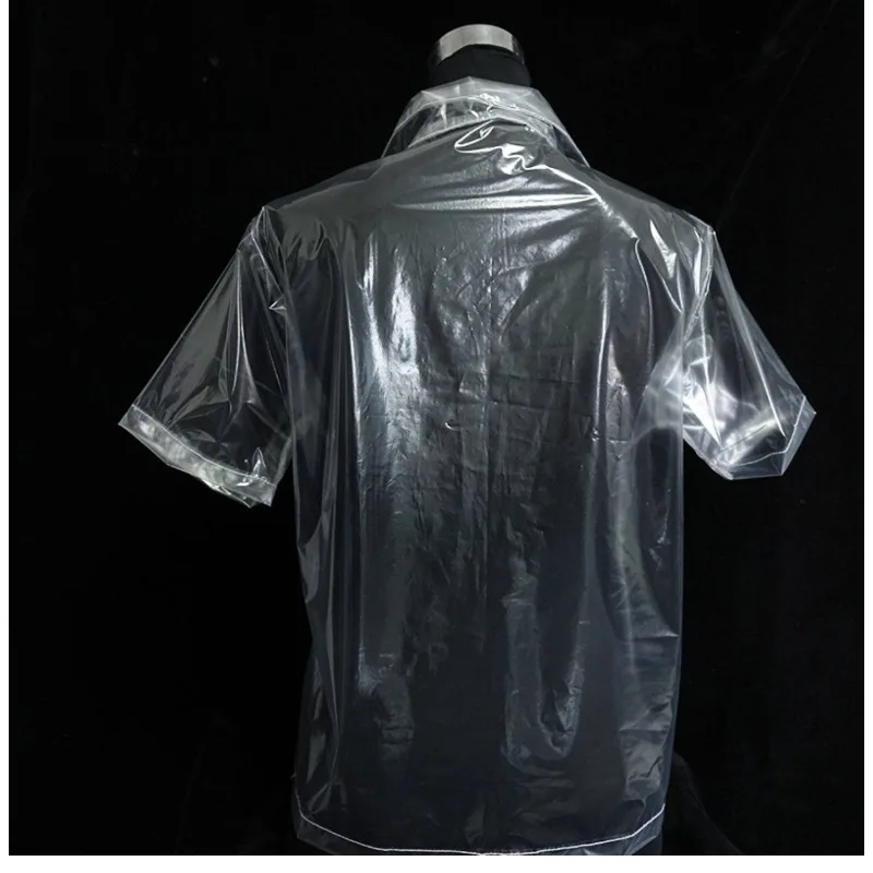 Ultra Thin Clear Plastic Sexy T Shirt Set Waterproof Lightweight See Through Flexible Soft Comfortable Outfit Party Club Stage