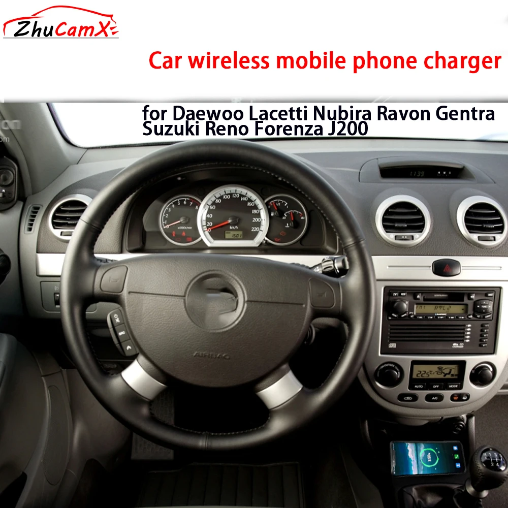 for Daewoo Lacetti Nubira Ravon Gentra Suzuki Reno Forenza J200 Center Console Storage Wireless Mobile Phone Charger 18W Panel