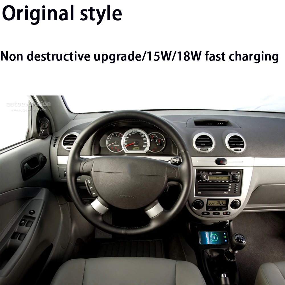 for Daewoo Lacetti Nubira Ravon Gentra Suzuki Reno Forenza J200 Center Console Storage Wireless Mobile Phone Charger 18W Panel