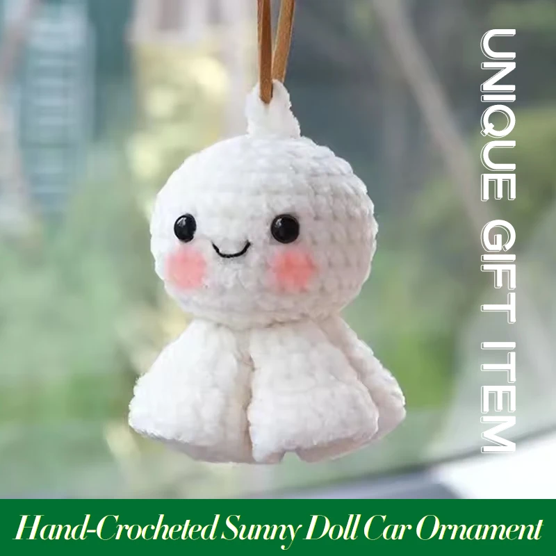 Hand-Crocheted Sunny Doll Ornament Multifunctional Car Hanging Pendant Bag Charm Creative Handmade Doll Gift for Decoration