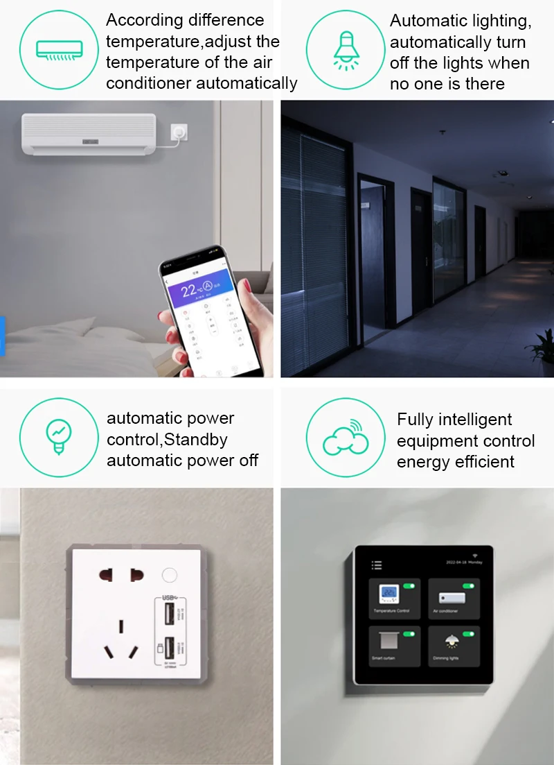 T8E 4 Inch Zigbee Gateway Tuya Smart Home Central Control Panel Alexa Voice Control Function WiFi Ethernet 10A