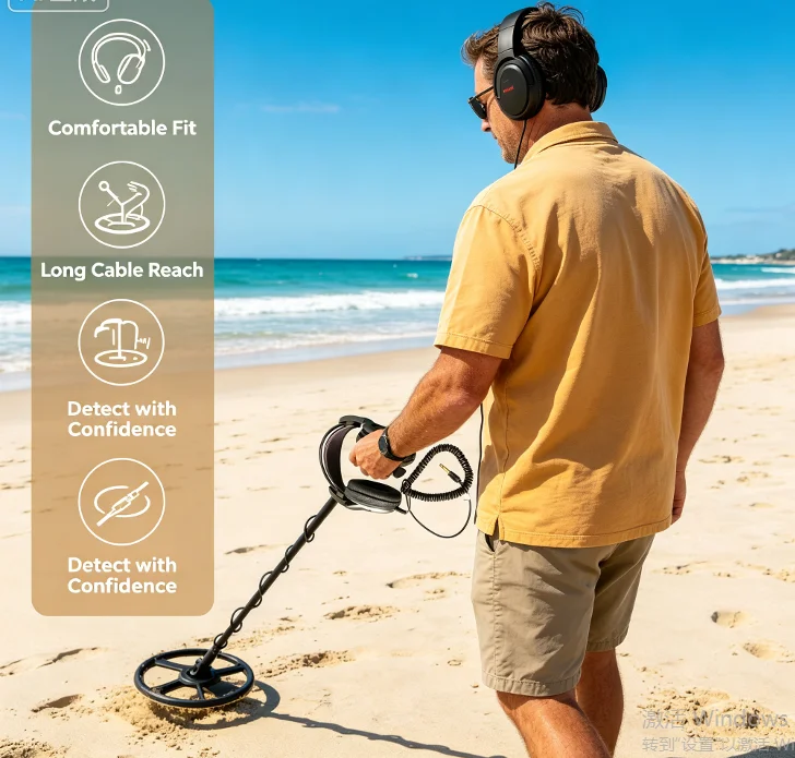Professional UR30 Detector Headphone, Replacement Headset With Spring Cord For 4500 5000 GFX7000 Gold Metal Detector Equipment