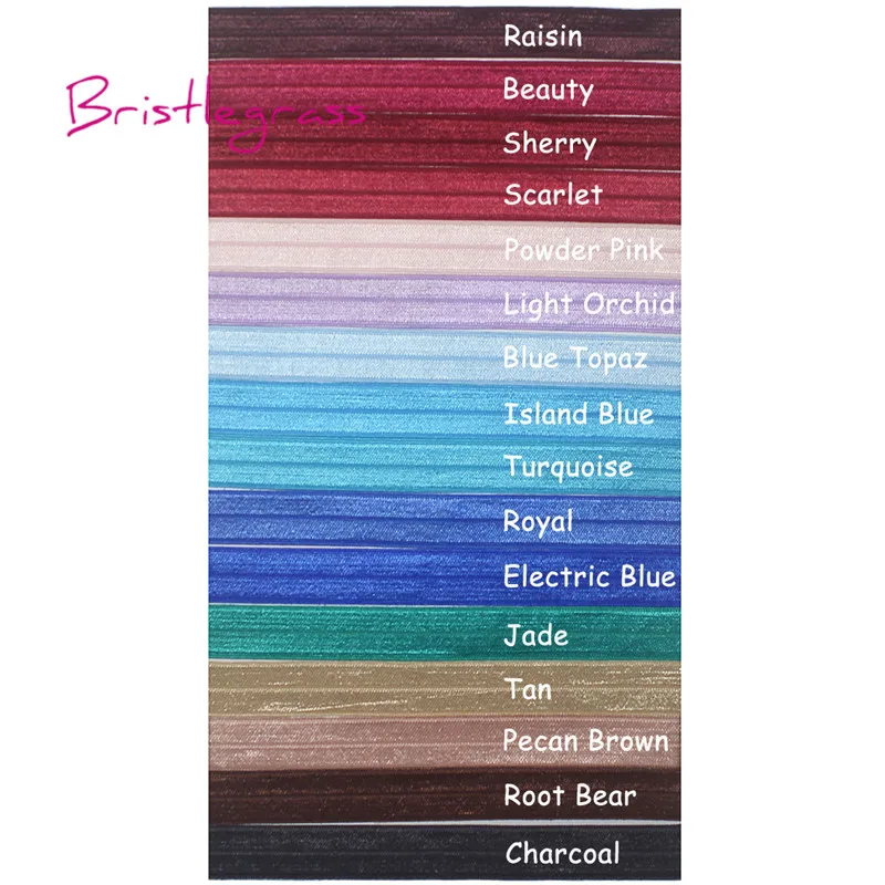 BRISTLEGRASS 2 5 10 Yard 5/8" 15mm Solid Color Shiny FOE Fold Over Elastic Spandex Band Hair Tie Headband Dress Sewing Lace Trim