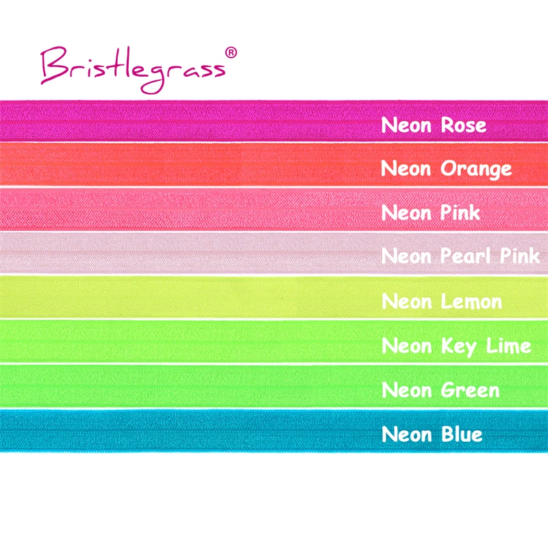 BRISTLEGRASS 2 5 10 Yard 5/8" 15mm Solid Color Shiny FOE Fold Over Elastic Spandex Band Hair Tie Headband Dress Sewing Lace Trim