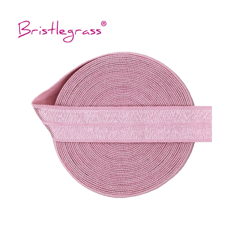 BRISTLEGRASS 2 5 10 Yard 5/8" 15mm Solid Color Shiny FOE Fold Over Elastic Spandex Band Hair Tie Headband Dress Sewing Lace Trim