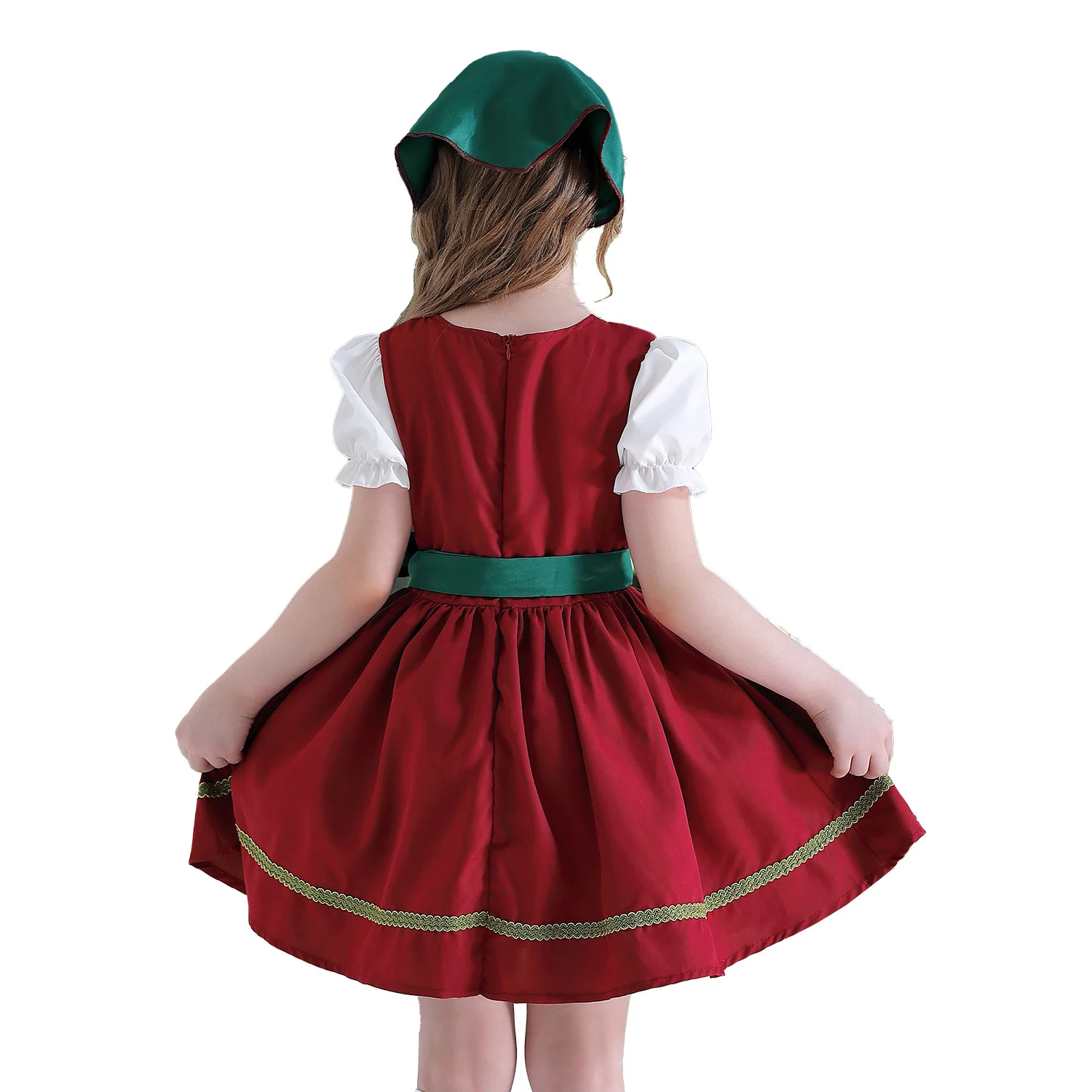 2026 Kids German Dirndl Dress Apron Head Scarf Girl Octoberfest Beer festival Bavarian Traditional Costume Halloween Party Wear