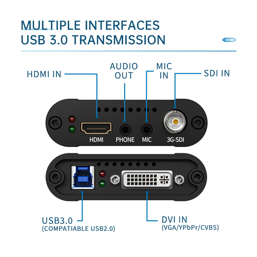 Unisheen UC3500A High Quality 1080P 60Hz All-in-one HDMI SDI VGA CVBS to USB 3.0 Video Capture Card